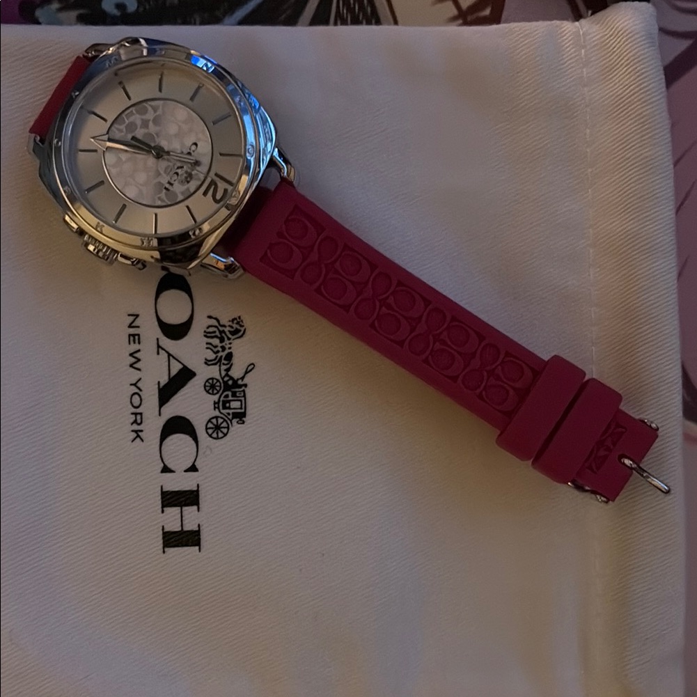 Coach Silver And Pink Timepiece Coach Silver And Pink Timepiece